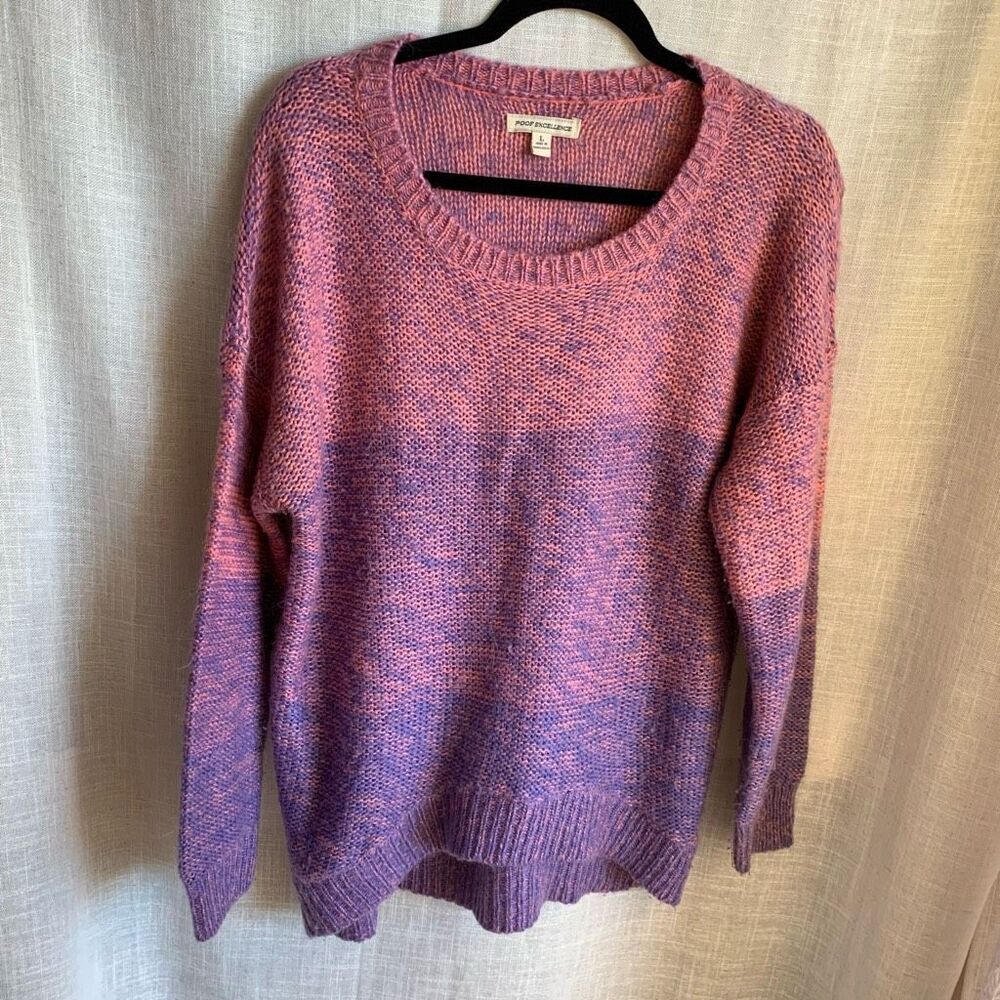 Vintage Poof Excellence Womens‎ Ombre Knit Sweater Size L Pastel Preppy Cozy